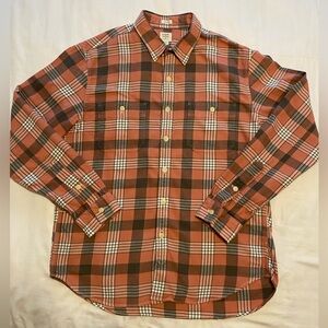 J. Crew Tailored Fit Pink and Gray Flannel Shirt size M, 100% cotton